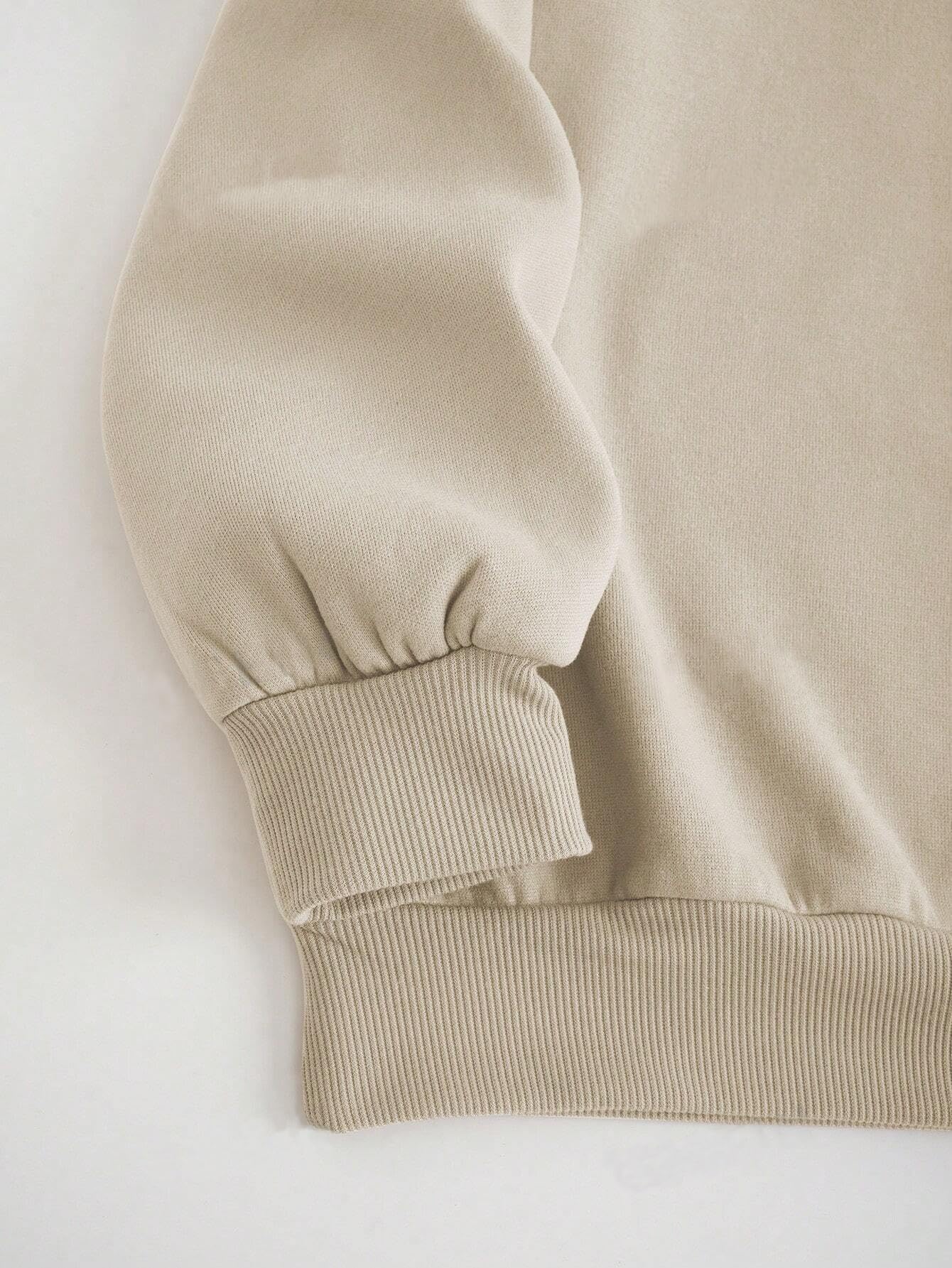 Women's Comfort Fit Sun & Moon Print Beige Sweatshirt - Stylish Casual Winter Wear