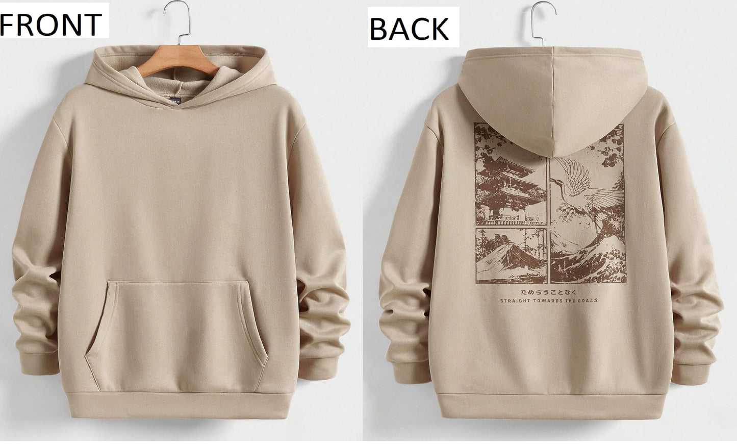 Men's Fleece Regular Fit Neck Hooded Beige Sweatshirt