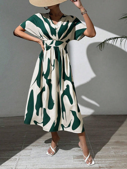 Leriya Fashion Women Fit and Flare Midi Dress Dress Green, Medium