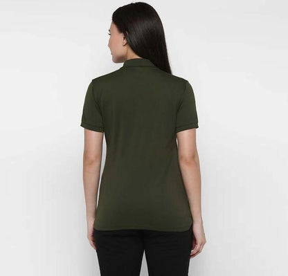 Women’s Ketex Bottle Green Polo Neck T-Shirt – Cotton Blend Solid Casual & Daily Wear