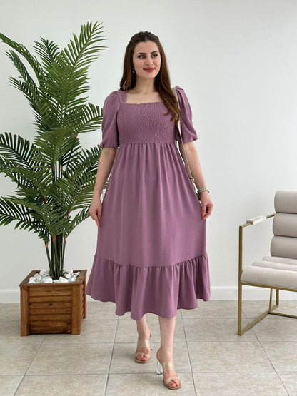 Sheetal Associates Womens Purple Crepe Solid Fit and Flare Knee Length Casual Dress