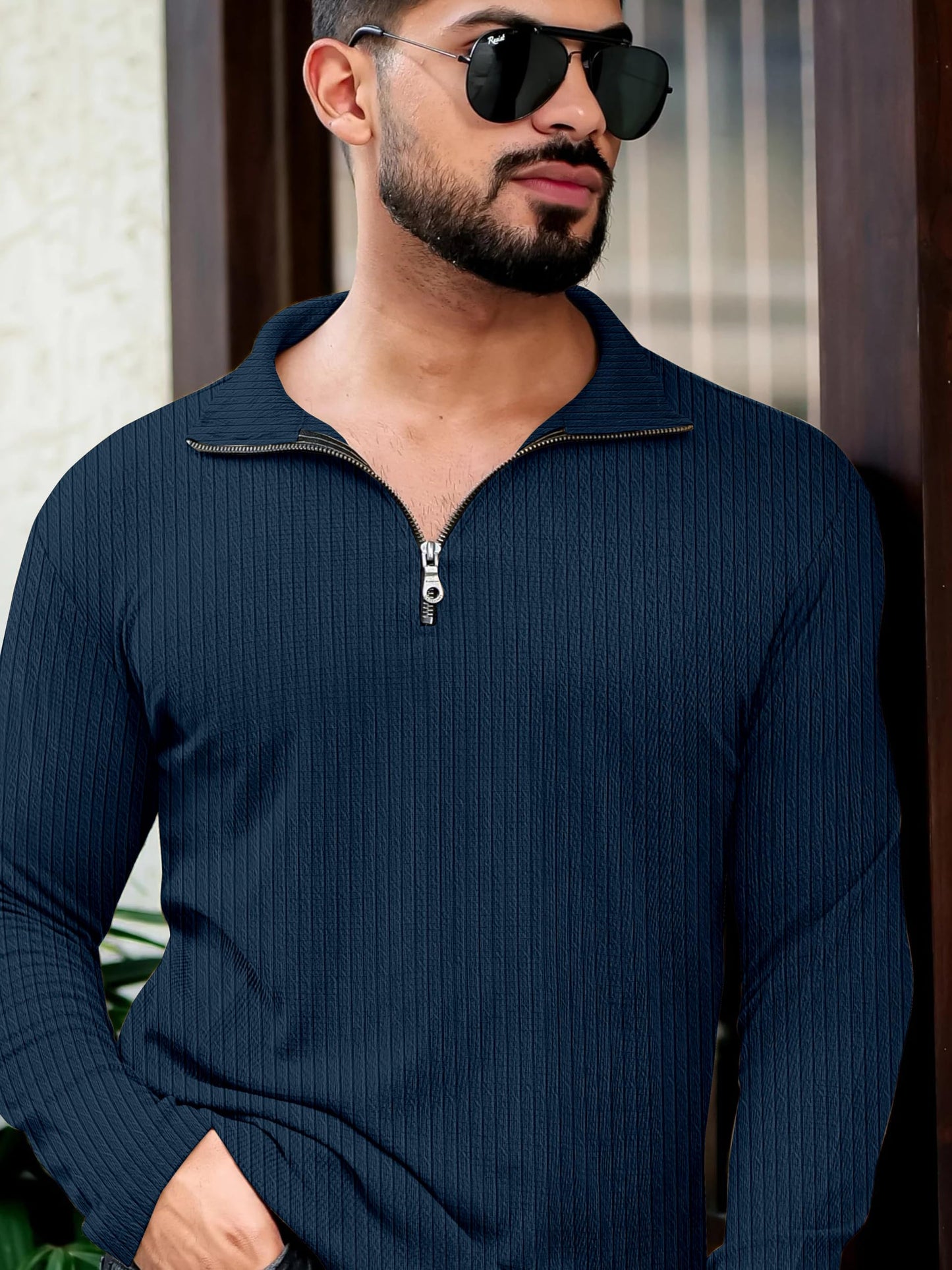 Men's Quarter Zip Cable Knit Pattern Full Sleeve Pullover - Wear Your Attitude