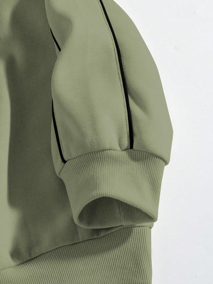 Women's Printed Oversized Green Sweatshirt – Casual Streetwear Winter Style for Women