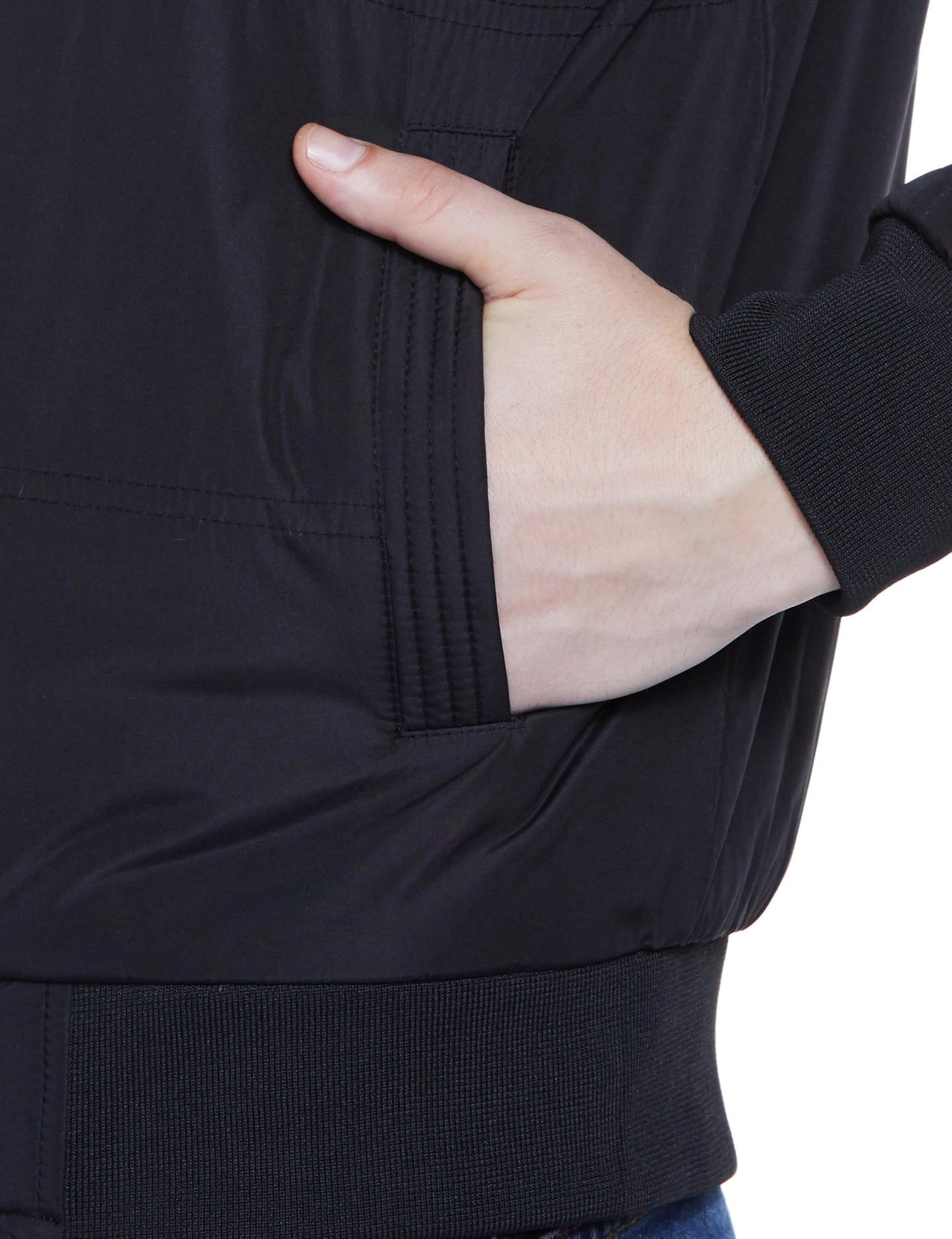 Men's Regular Fit Polyester Bomber Black Jacket with Inner Fur - Stylish Casual Hooded Winter Jacket