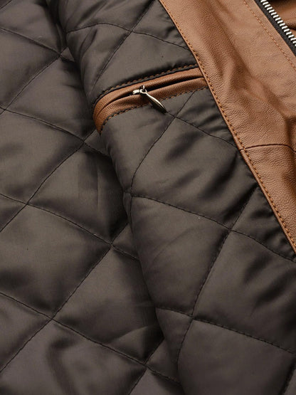 Men's Faux Leather Brown Solid Casual Jacket - Stylish Winter Jacket