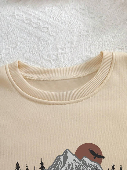 Women's Fleece Regular Fit Round Neck Beige Sweatshirt - Perfect for College Campus & Outings