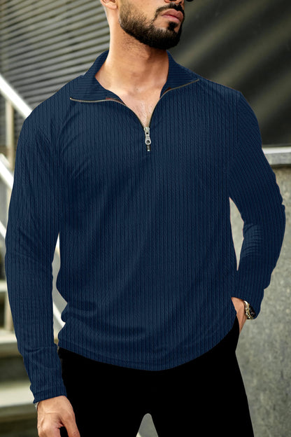 Men's Quarter Zip Cable Knit Pattern Full Sleeve Pullover - Wear Your Attitude