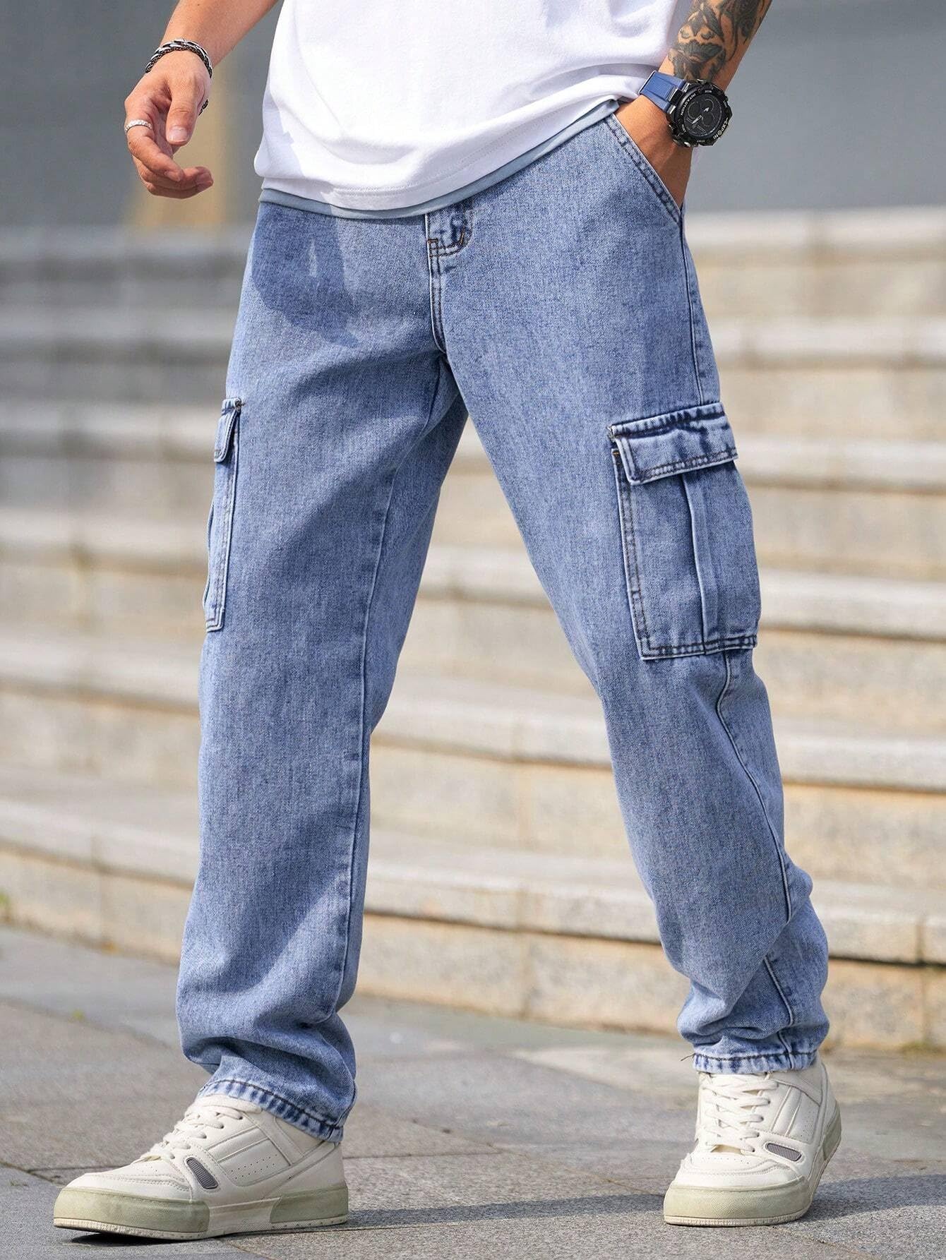 Men Jeans || Jeans for Men || Cargo Jeans (Q-04-05) (in, Numeric, 34, Blue)