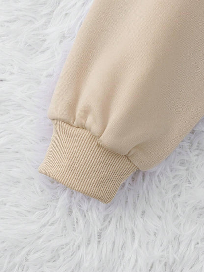 Women's Fleece Round Neck Regular Fit Beige Sweatshirt - Casual Winter Wear