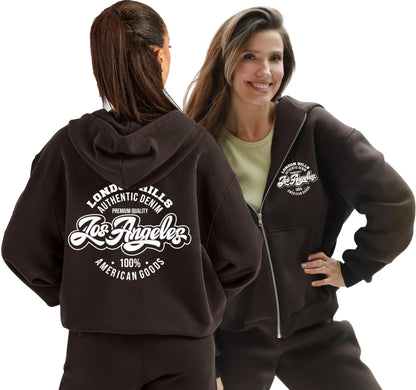 Woman Graphic Print Cotton Blend Fleece Rust Hooded Sweatshirt -  The Ultimate Casual Streetstyle