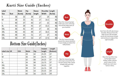 GoSriKi Women's Rayon Viscose Printed Straight Pakistani Suits for Women Kurta Set - Deniz Blue