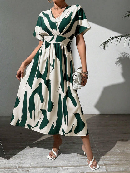 Leriya Fashion Women Fit and Flare Midi Dress Dress Green, Medium