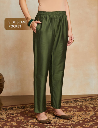 Myx Women's Embroidered Green Kurta Set with Designer Jacquard Dupatta