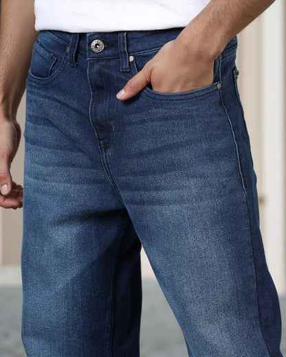 Men’s Baggy Fit Stretchable High-Rise Denim Jeans – Loose Casual Dance/Rap Style Cotton Denim Pants