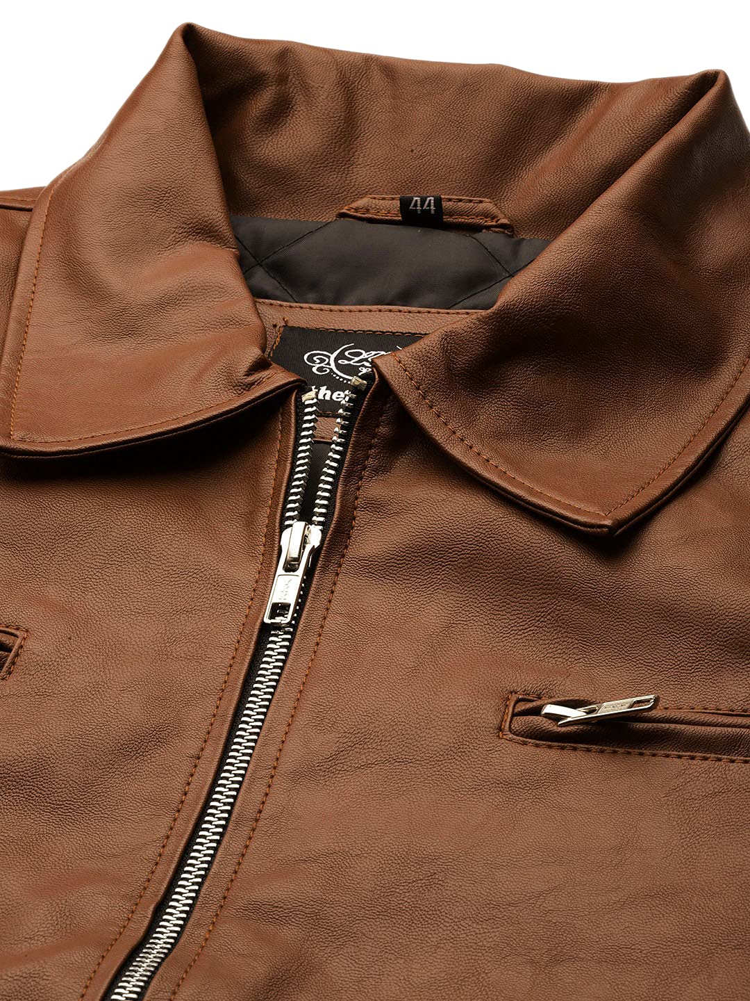 Men's Faux Leather Brown Solid Casual Jacket - Stylish Winter Jacket