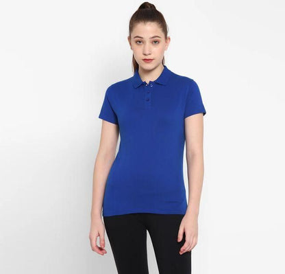 Women’s Ketex Royal Blue Polo Neck T-Shirt – Cotton Blend Casual & Daily Wear Top