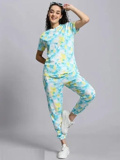 Women’s Green & Yellow Tie-Dye Co-zy & Co-ord Set – Casual Nightwear & Loungewear for Gen Z Girls
