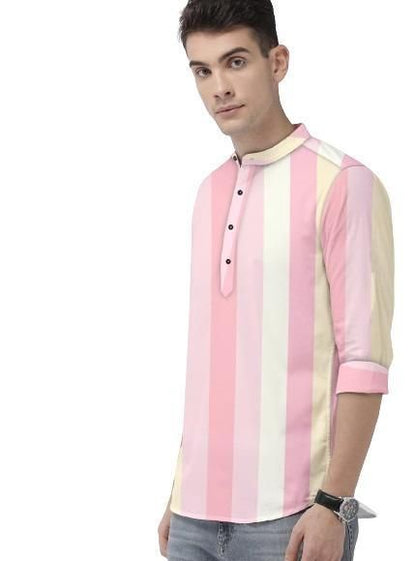 Men’s Multicolor Color Block Cotton Casual Shirt – Mandarin Spread Collar Full Sleeve Festive & Streetwear Style