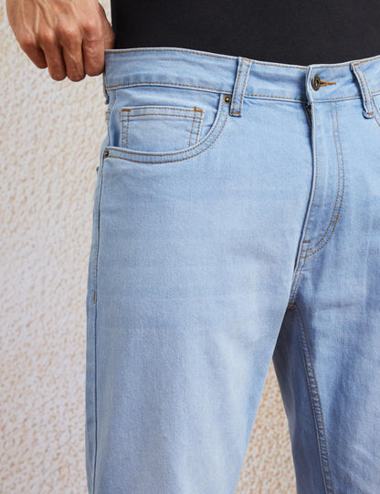 Amazon Brand - Symbol Men's Cotton Rich Stretchable Jeans | Casual Denim Carrot Fit Medium Blue