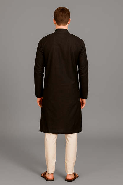 Men's Brown Embroidery Kurta