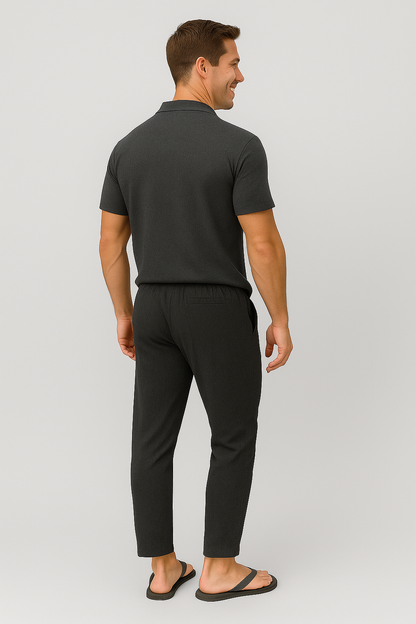 Men’s Black Corduroy Co-Ord Set – Casual & Loungewear Cotton Blend Outfit