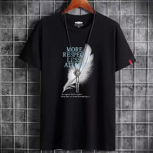 Men's Printed Half Sleeves Black T-Shirt