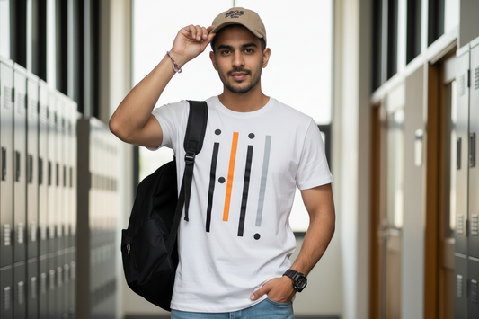 Men’s White Printed Cotton-Blend T-Shirt – Regular Fit, Short Sleeves, All-Season Casual Wear