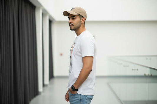 Men’s White Printed Cotton-Blend T-Shirt – Regular Fit, Short Sleeves, All-Season Casual Wear