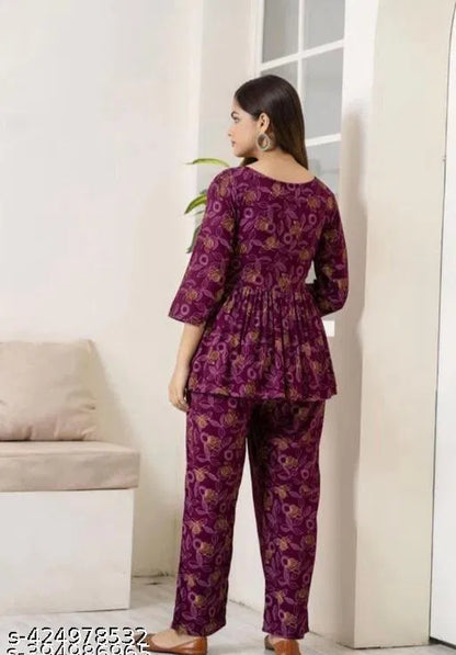 Women's Printed Purple Co-Ord Set