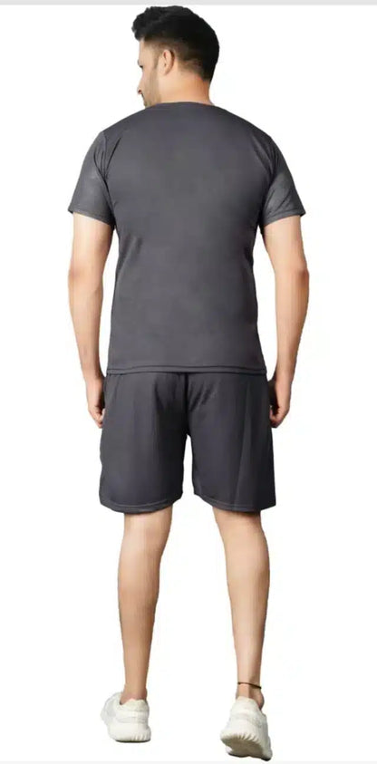 Men's Printed Grey Knitted Track Suit