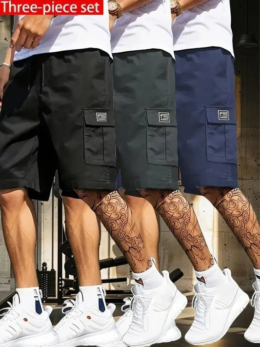 Men's Cotton Casual Cargo Shorts - Pack of 3