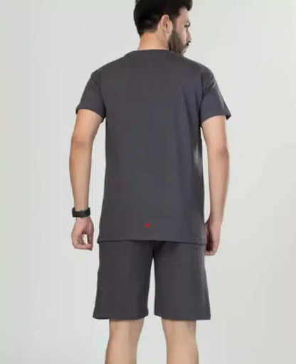 Men's Printed Grey Knitted Track Suit