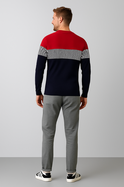 Men’s Cotton Blend Red & Black Color Block Full Sleeves T-Shirt – Streetwear & Casual Wear Essential