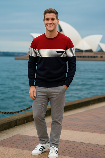 Men’s Cotton Blend Red & Black Color Block Full Sleeves T-Shirt – Streetwear & Casual Wear Essential