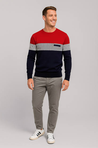 Men’s Cotton Blend Red & Black Color Block Full Sleeves T-Shirt – Streetwear & Casual Wear Essential